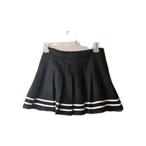 H&M Divided Cheerleader Pleated Black Skirt w/White Stripes Size 8 Womens